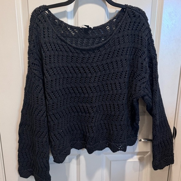 American Eagle Outfitters Sweaters - American Eagle boat neck bell sleeve crochet sweater